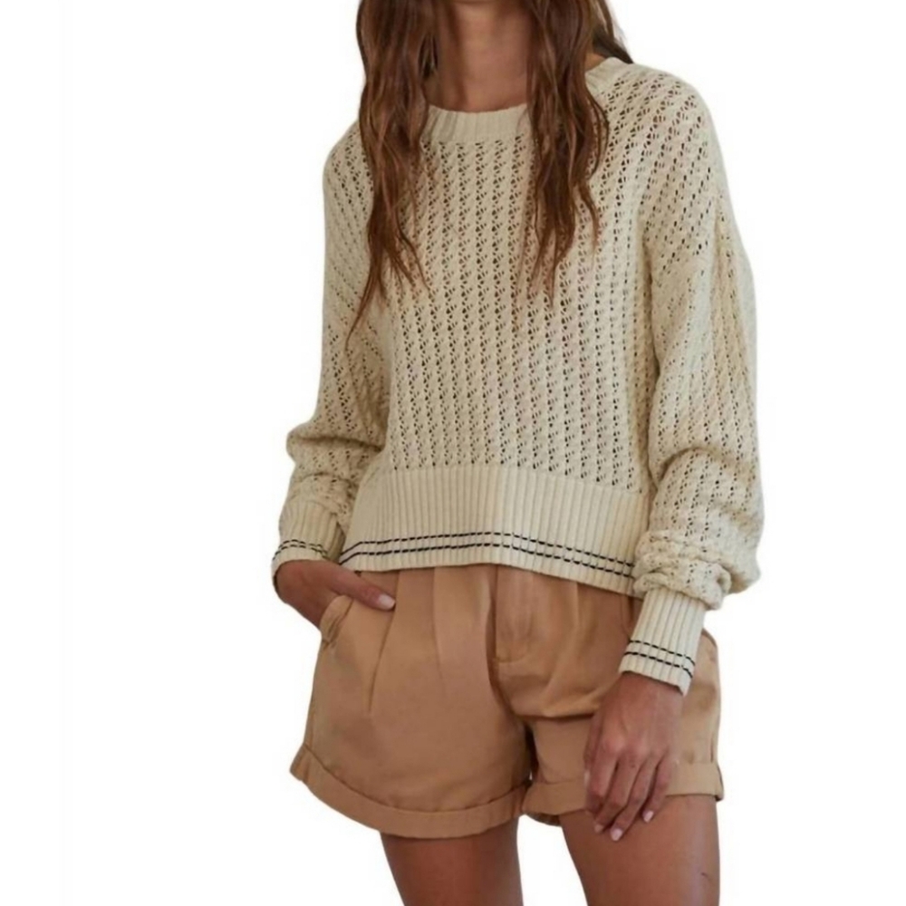 NEW BY TOGETHER match point pullover sweater in natural